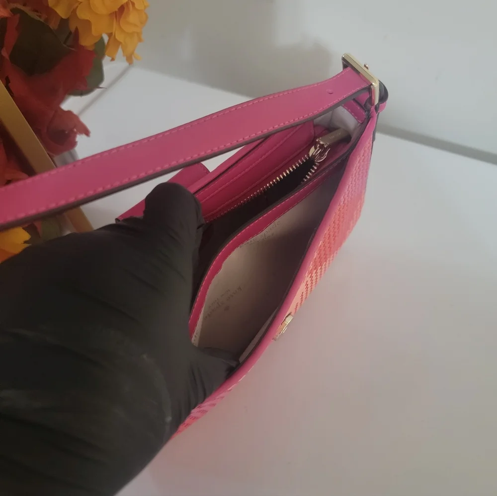 Kate Spade Vibrant Pink and Red Woven Shoulder Bag - Picture 8 of 9
